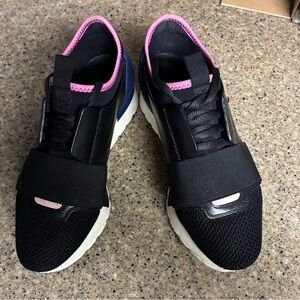 Gently Worn Balenciaga  Black and Pink Sneakers. Size 6